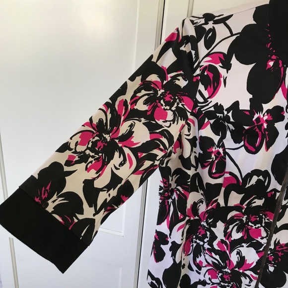 DANA KAY Open Front Cardigan Jacket Cotton Floral Black Pink Womens Plus Size 14 - Picture 7 of 16